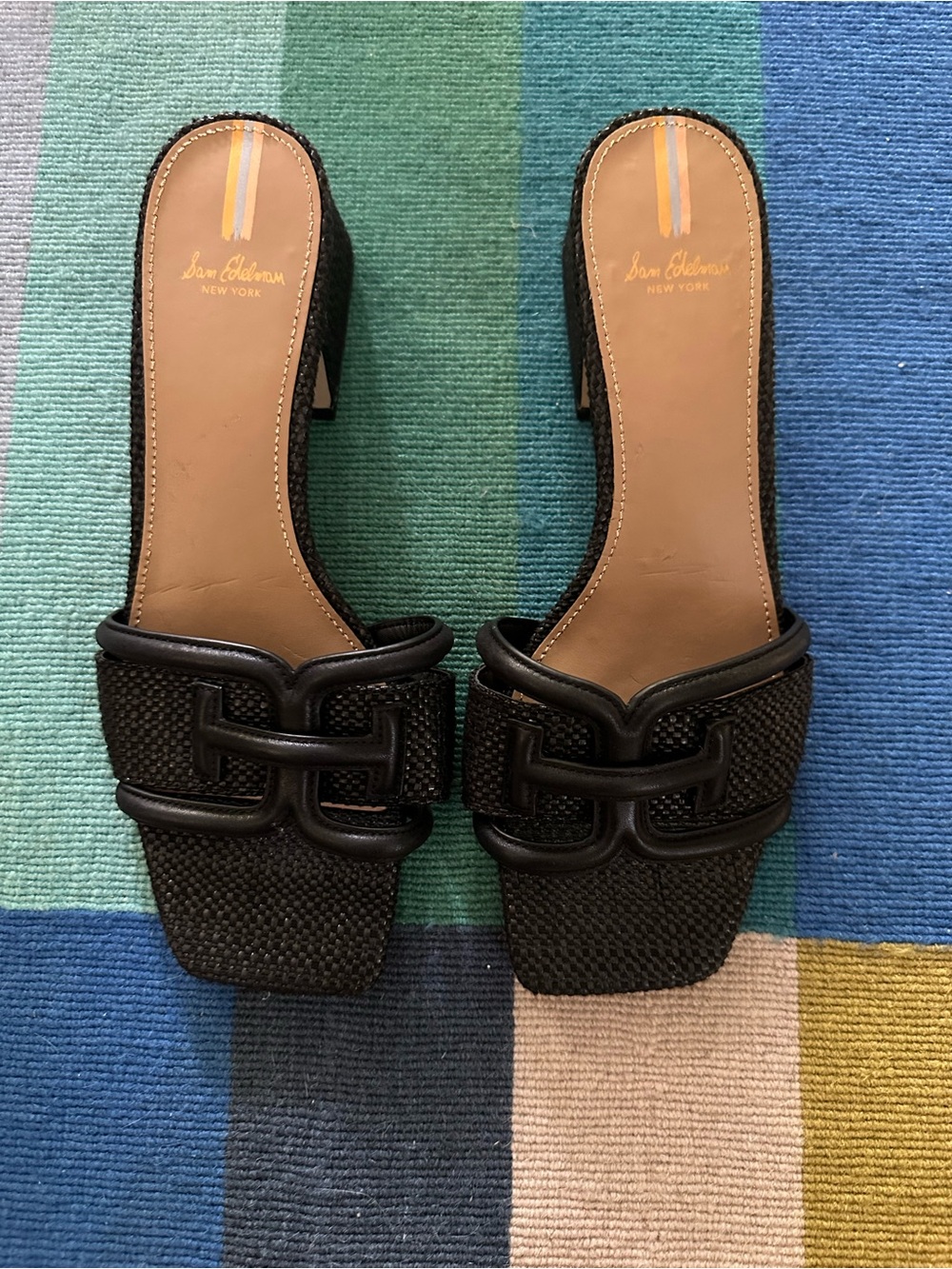 Sam Edelman waylon black slip on kitty heel sandals